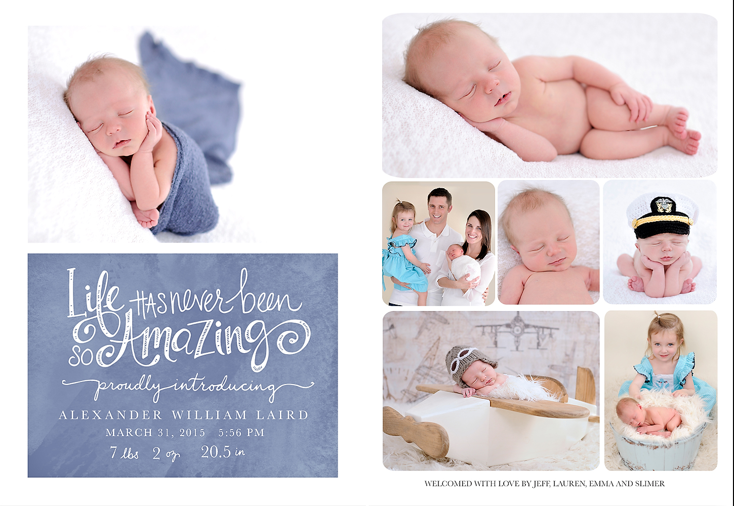 Each and every DWP client receives a custom set of newborn announcements as a special gift!